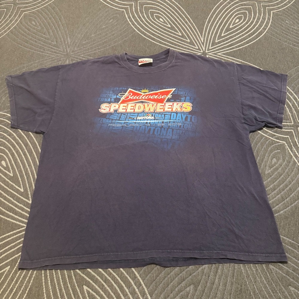 Vintage T-Shirt XL Chase Authentics Budweiser Speedweeks Y2K NASCAR Daytona Navy